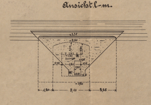 Rysunek techniczny schronu łączności typ 3, rzut przedni