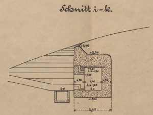Rysunek techniczny schronu łączności typ 3, rzut boczny