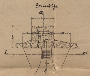 Rysunek techniczny schronu łączności typ 3, rzut z góry